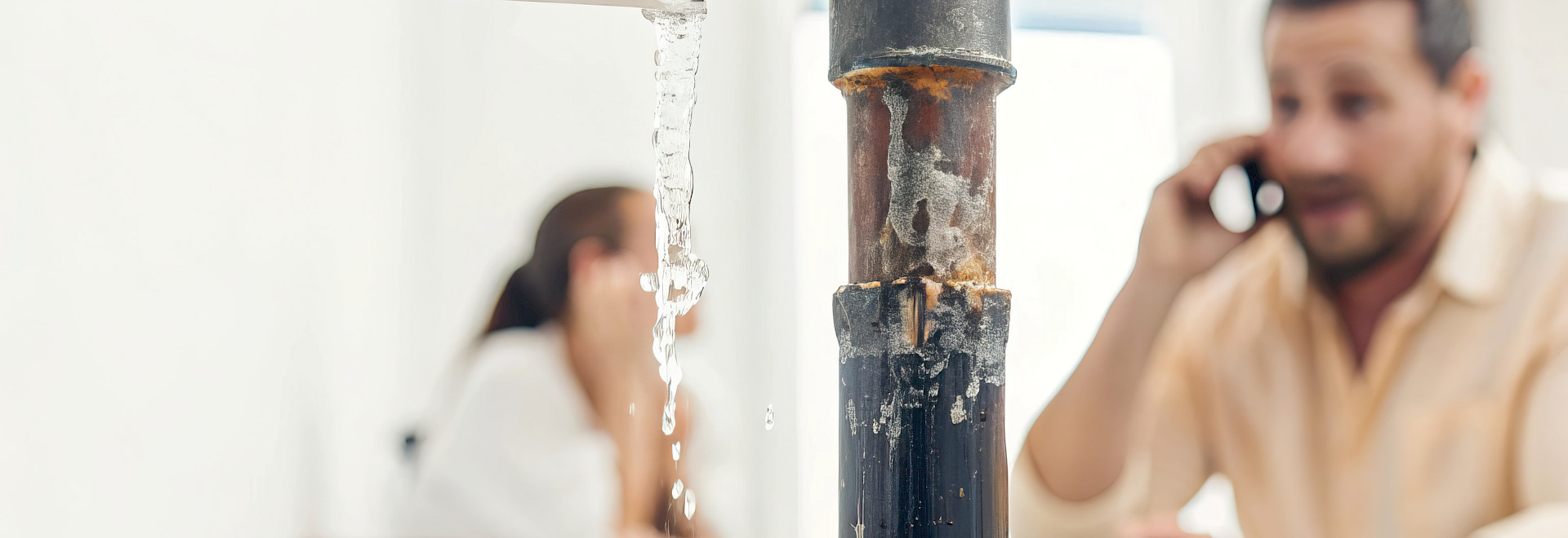 Rohrbruch im Haus der Wasserschaden verursacht und durch MaNos Abdichtungstechnik saniert wird