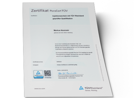 MaNos Abdichtungstechnik, Zertifikat, Injektionsschein mit TÜV Rheinland, Markus Nosinski